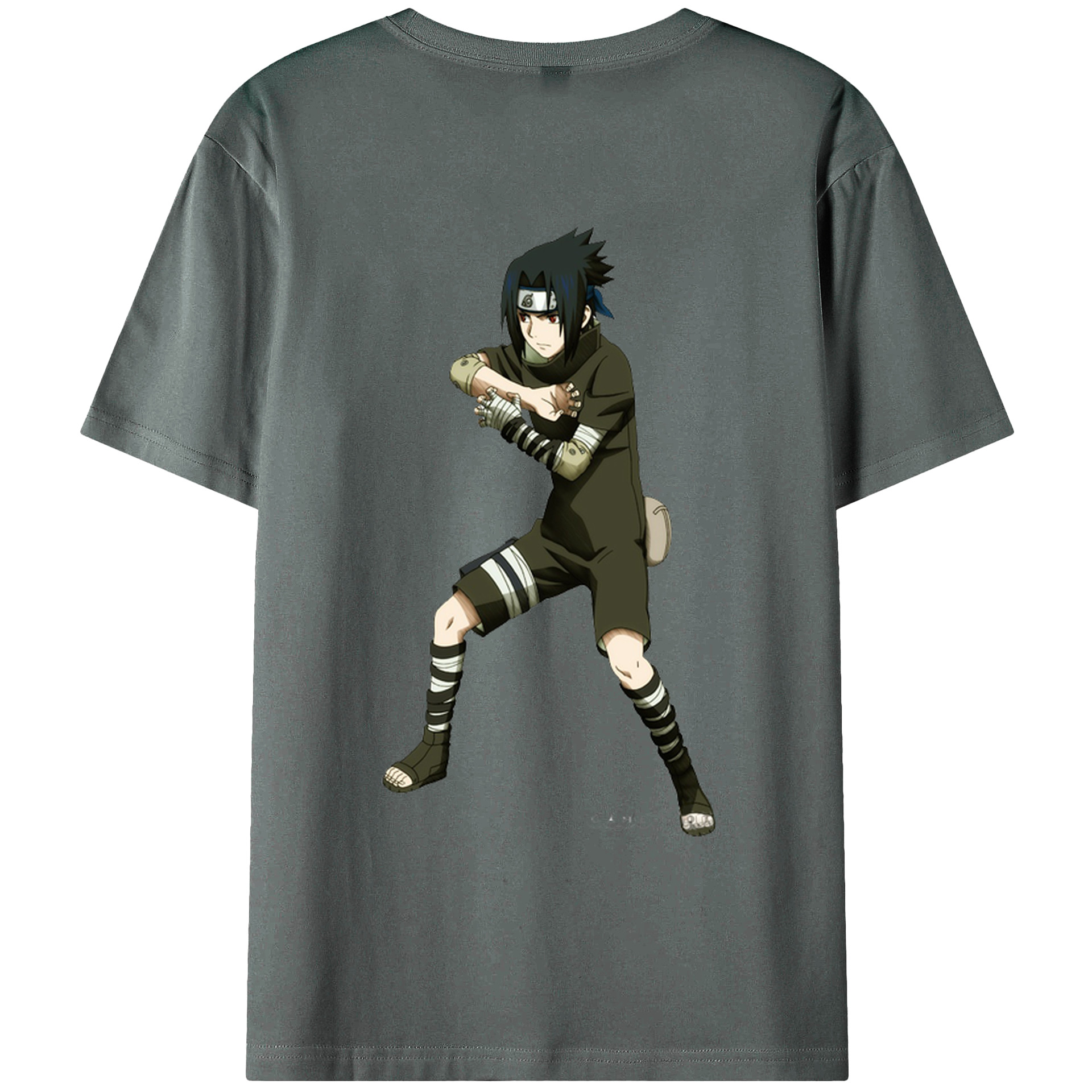 （画像用） NARUTO -ナルト- うちは サスケ Uchiha Sasuke 綿100％ メンズ半袖Tシャツ（バックプリント） 通気性